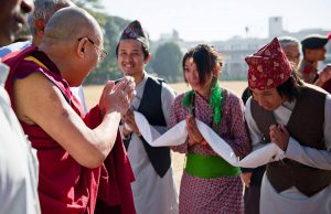 Undated photo of Nepali devotees greeting His Holiness the Dalai Lama. PC - dalailama80.org