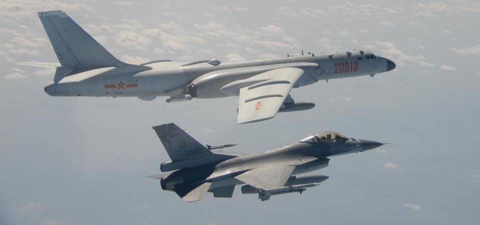 A Taiwanese F-16 intercepts a Chinese H-6 bomber in February 2020 (Taiwanese Ministry of Defence)