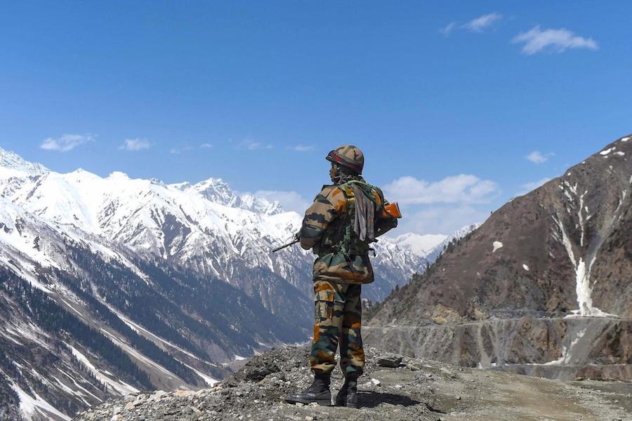 An Indian soldier stands gaurd in Ladakh near the Indo-Tibet border (Indian Express)