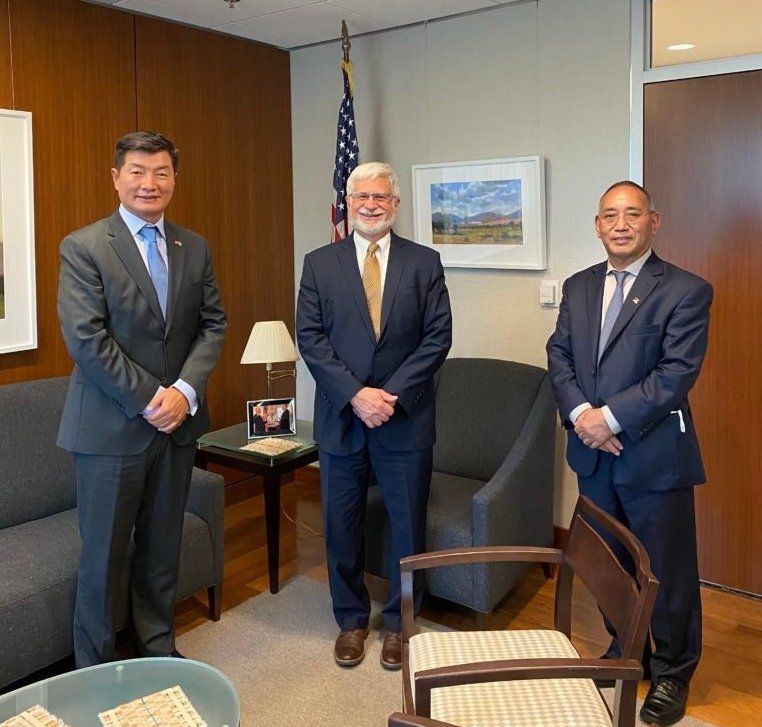 CTA President Dr. Lobsang Sangay, Assistant Sec. Robert Destro and Rep. Ngodup Tsering in Washington DC. (CTA)