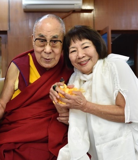 Dr. Kazuko with His Holiness the Dalai Lama in Dharamshala, India