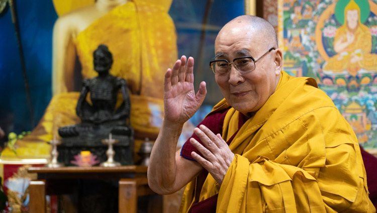 His Holiness the Dalai Lama at his residence in Dharamshala on Tuesday (Photo- OOHDL)