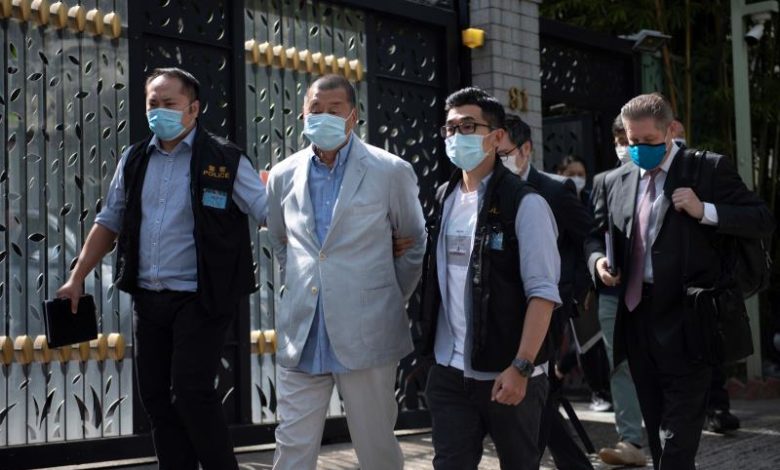 Jimmy Lai after being arrested by the police under the new security law on Monday (Getty images)