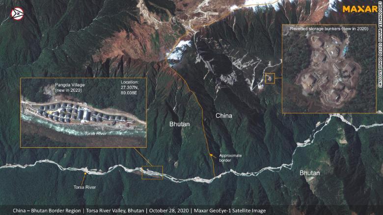 Satellite image of China-Bhutan border in the disputed region of Doklam (Photo- CNN)