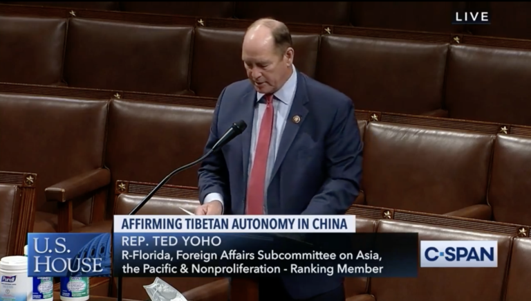 Screengrab of Congressman Ted Yoho who spearheaded the resolution on the House floor.