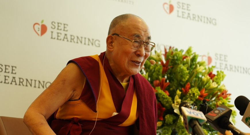 Tibetan leader His Holiness the Dalai Lama at the global launch of SEE learning program in New Delhi in April 2019 (BW Businessworld)