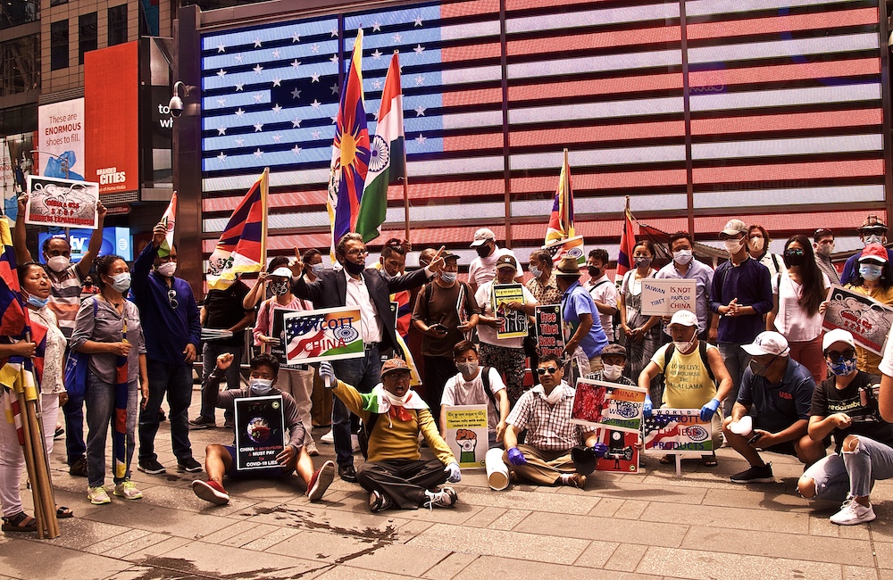 Tibetans, Indians and Taiwanese protest against China at Times Square, NY (Photo- SFT)