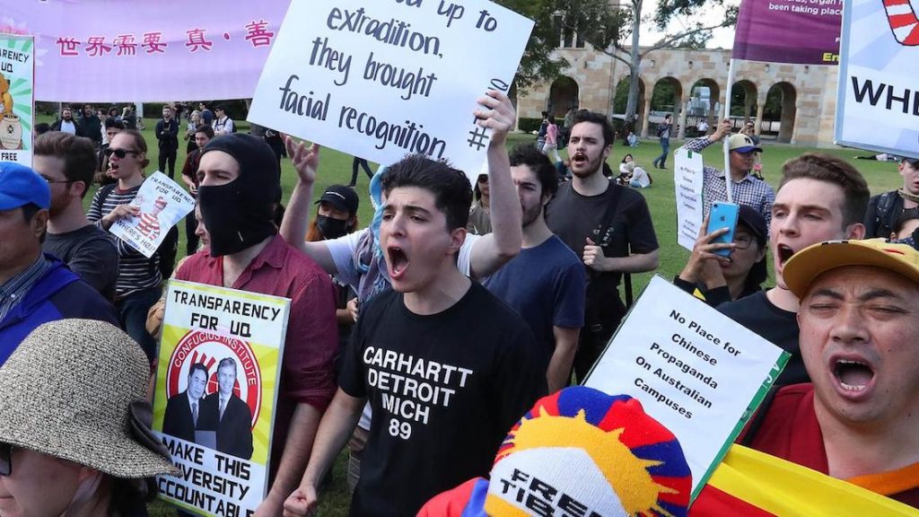 Drew Pavlou at a protest rally in the University of Queensland, Australia (Photo courtesy Northern Star)