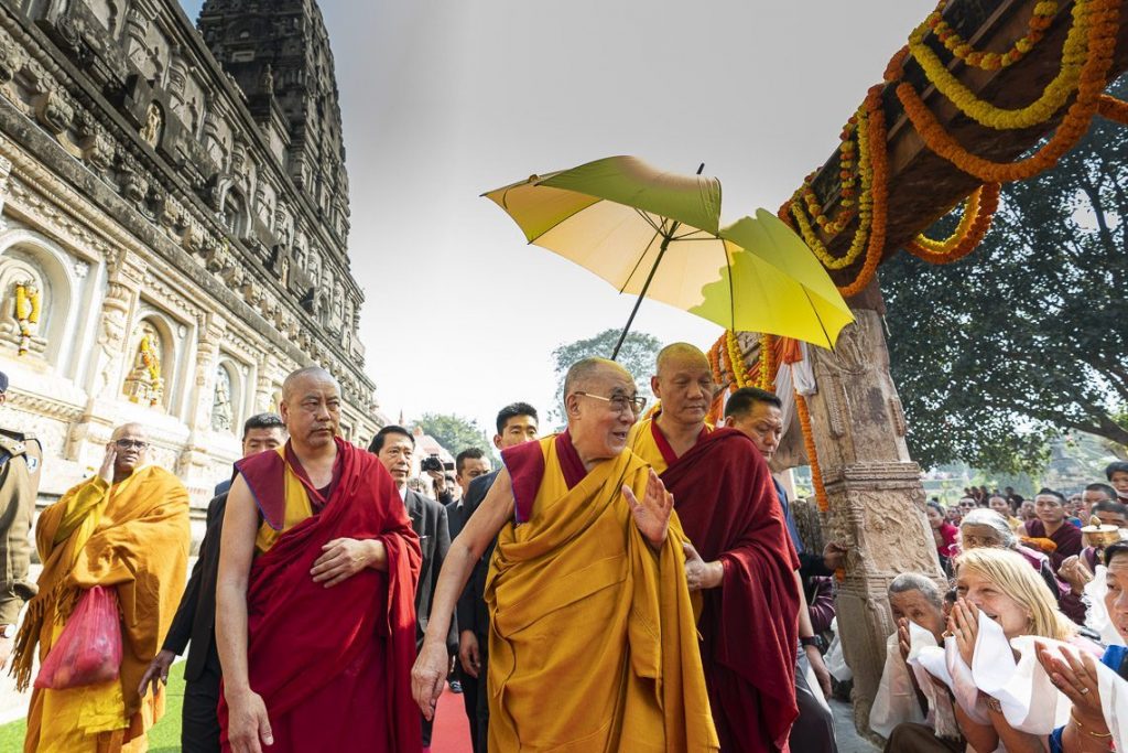 His Holiness the Dalai Lama at Bodh Gaya temple in Bihar on January 17, 2020. Photo-OHHDL:Tenzin Choejor