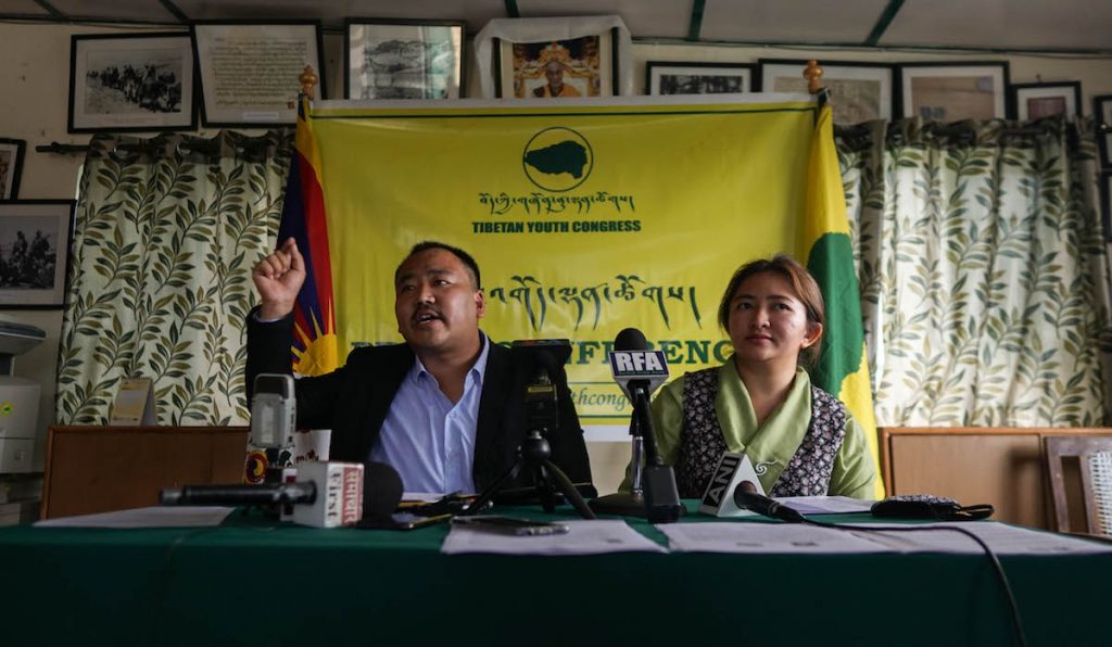 TYC President Gonpo Dhundup and SFT India National Director Rinzin Choedon during the press conference at Dharamshala. Phayul photo- Tenzin Leckphel