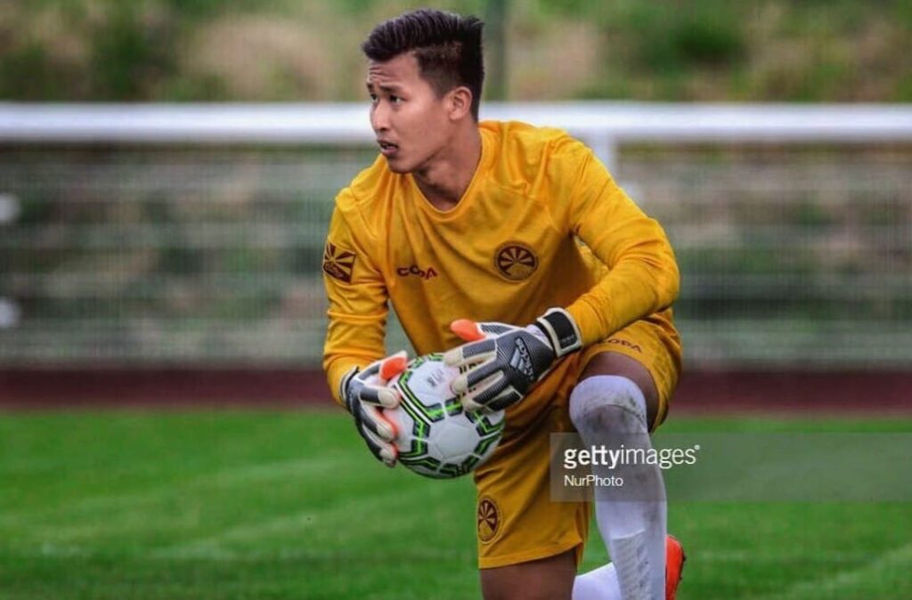 Tibetan National team's No. 1, Tenzin Samdup during the CONIFA World cup 2018 tournament in the UK (Getty Images)